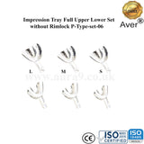 Full Denture Set of 6 Without Rim Lock Impression Trays