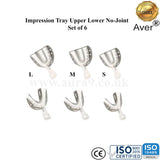 Full Denture Set of 6 No Joint & No Rim Lock Aver Impression Trays