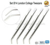 Set of 4 London College Tweezers , Extracting and Tissue Forceps