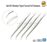 Set of 4 Semken Taylor 1x2 Curved , Extracting and Tissue Forceps